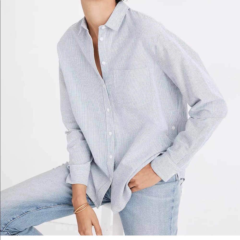 NWT Madewell side-button oversized ex-boyfriend shirt